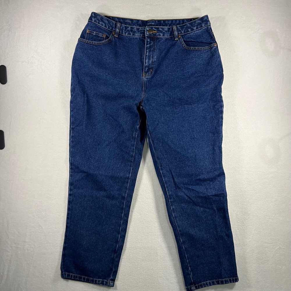 Bill Blass Jeans Womens Easy Fit Dark Wash Straight Leg Denim Size 18